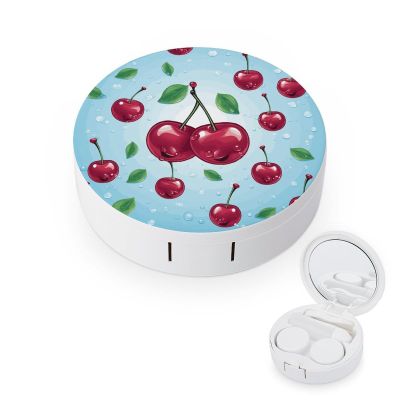 BGAXCHT Cherry Contact Lens Case - Durable Leakproof Light Convenient,Cute Colored Contact Lenses Applicator Removal Tool Kit,Contact Lens Box for Storage,Travel,Daily Home Use