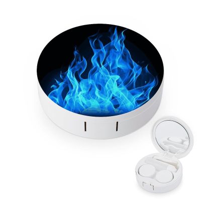 BGAXCHT Blue Flame Contact Lens Case - Durable Leakproof Light Convenient,Cute Colored Contact Lenses Applicator Removal Tool Kit,Contact Lens Box for Storage,Travel,Daily Home Use