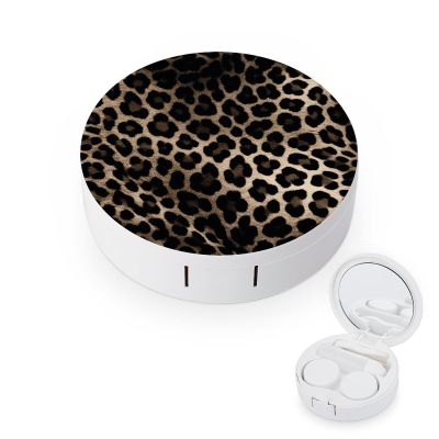 BGAXCHT Black Leopard Print Contact Lens Case - Durable Leakproof Light Convenient,Cute Colored Contact Lenses Applicator Removal Tool Kit,Contact Lens Box for Storage,Travel,Daily Home Use