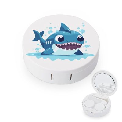 BGAXCHT Cartoon Shark Contact Lens Case - Durable Leakproof Light Convenient,Cute Colored Contact Lenses Applicator Removal Tool Kit,Contact Lens Box for Storage,Travel,Daily Home Use