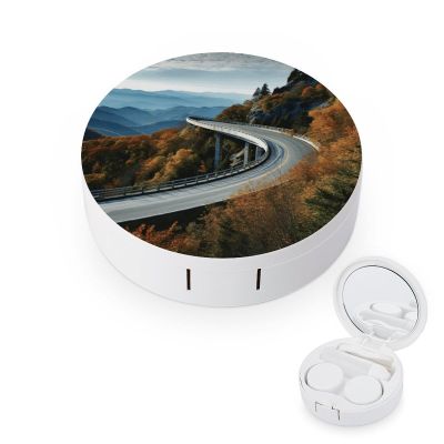 Blue Ridge Parkway Road Bridge Contact Lens Case - Durable Leakproof Light Convenient,Cute Colored Contact Lenses Applicator Removal Tool Kit,Contact Lens Box for Storage,Travel,Daily Home Use