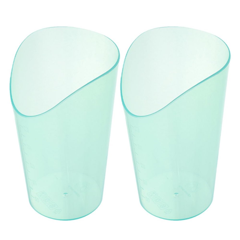 BATHVEVE Elderly Drinking Beaker and Non-spill Plastic Cup 2pcs 250ml Dysphagia Care Feeding Mug Anti-choke Spill-proof Water Cup for Disabled Adults Bedridden Patients