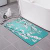 Edafol Turquoise Blooming Cherry Blossom Floral Absorbent Bath Mat Non Slip Washable Doormat 19.7x31.5 in Quick Dry Shower Mat Thin Floor Rug for Bathroom Kitchen Entryway view 2