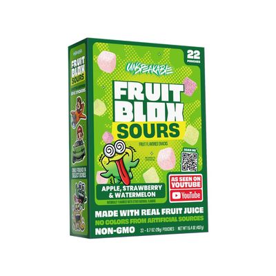 Fruit_Blox Sour Fruit Snacks, Apple Strawberry & Watermelon, 22 Count