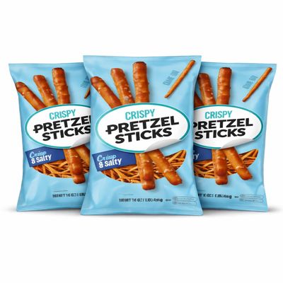 Crispy & Salty Pretzel Sticks, 16 oz Bags (3 Pack) Fat Free Crunchy Snack