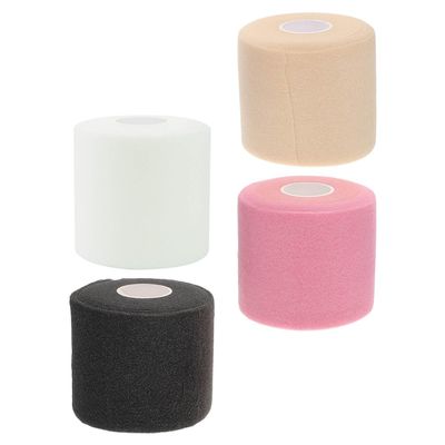 FUOYLOO Sports Tape Wraps 4pcs Set with Shock-Absorbing Sponge Athletic Elastic Bandages for Joint Support and Injury Prevention, Breathable Black White Skin Pink Wraps for Outdoor Sports