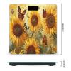 Sunflower Butterfly Yellow Floral Tempered Glass Digital Body Scale, High-Precision Bathroom Weight Scale with Ultra-Bright LCD, Anti-Slip Base Tape Measure for Home Fitness view 2