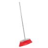 WESIEVYA Heavy Duty Stainless Steel Handle Broom with Long Bristles, Red Angle Broom for Home and Kitchen Floor Cleaning, Indoor Household Sweeping Tool for Office and Patio view 1