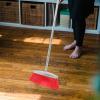 WESIEVYA Heavy Duty Stainless Steel Handle Broom with Long Bristles, Red Angle Broom for Home and Kitchen Floor Cleaning, Indoor Household Sweeping Tool for Office and Patio view 4