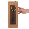 FOMIYES 10pcs Thick Kraft Paper Wine Bottle Bags with Handle, Single Bottle Wine Tote Carrier for Packaging, Birthday Wedding Christmas Party Favor Supplies, Yellow Window Design view 4