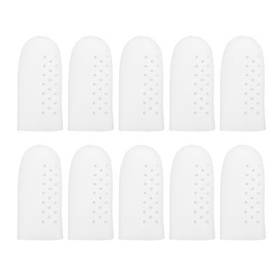 DIYEAH 10 Pcs Silicone Finger Protective Sleeves Breathable Wear-Resistant Finger Covers for Dry Skin and Injury Protection Moisturizing for Knitting and First Aid Use