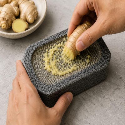Natural Stone Rubbing Stone for Turmeric & Sandalwood, Rectangular Grinding Stone for Haldi Ceremony, Puja Rituals, Ayurvedic Preparation, Grey