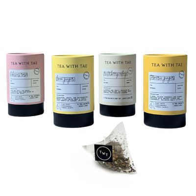 Tea with Tae Mini Tea Tube 4-Pack, Assorted Gourmet Tea, 3 Flavor Collection Options (Assortment 3 Spring Bestsellers Herbal & Fruit Tea Collection)