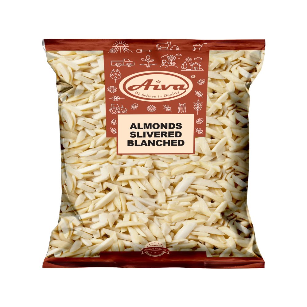 Aiva Slivered Blanched Almonds | Skinless Almond Slices | Ready to Use Almond Cuts | Baking & Cooking Ingredient (25 lb Bulk)