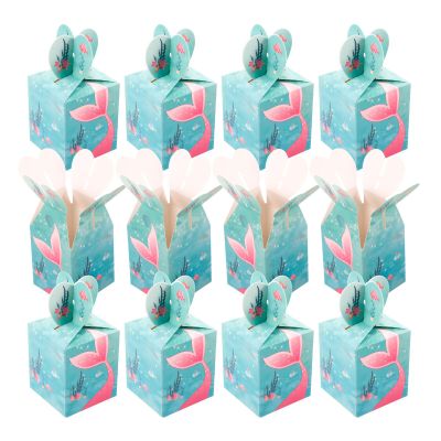 Luxshiny Mermaid Candy Boxes 50pcs Small Party Treat Packaging Boxes Portable Paper for Summer Celebration Wrapping