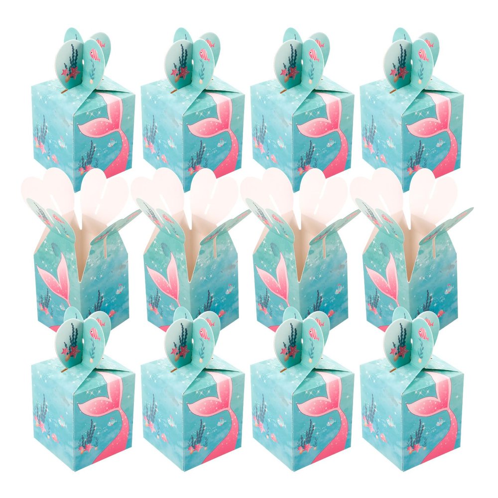 Luxshiny Mermaid Candy Boxes 50pcs Small Party Treat Packaging Boxes Portable Paper for Summer Celebration Wrapping