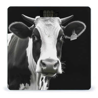 Animal Funny Cow Head Black White Scale for Body Weight Highly Accurate Digital Bathroom Body Scale Easy-to-Read Large LCD Display Bathroom Scale Heavy Duty Measuring Device for People