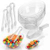 Newtay 20 Oz 6 Candy Bowls with 3 Scoops and 3 Tongs, Large Clear Plastic Dessert Bowls Angled Hard Candy Buffet Containers Set for Chip Snacks Popcorn Appetizers Buffets Bar Birthday Party Supplies view 1