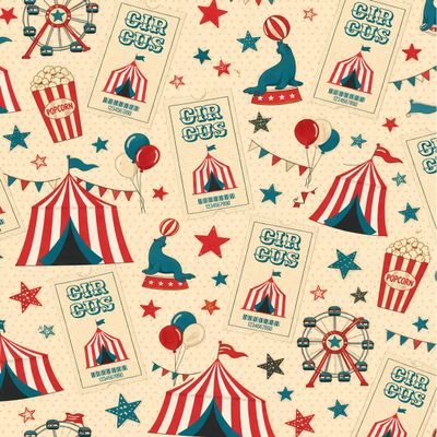Circus Popcorn, Tickets, Tent, Ferris Wheel Pattern Edible Image Photo Cake Topper For Half Sheet Cake
