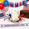 2Pack Patriotic Candle Rings Wreaths 4th of July Red White Blue Mixed Berries Pip Berry Star Candle Rings Artificial Candle Holder Table Centerpiece for Independence Day Pillar Candle Tabletop Decor view 3