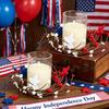 2Pack Patriotic Candle Rings Wreaths 4th of July Red White Blue Mixed Berries Pip Berry Star Candle Rings Artificial Candle Holder Table Centerpiece for Independence Day Pillar Candle Tabletop Decor view 4