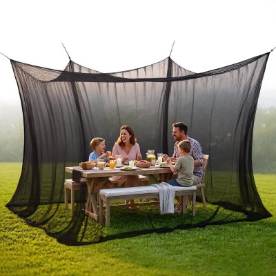 Large Outdoor Mosquito Net, Ultra-Fine Mesh Bug Net for Patio, Camping, Backyard, Portable Insect Screen with Rope for Family Dining, Picnic, Garden(B,Single: 300 * 427 * 250CM(16m))