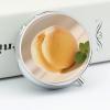 Yellow Peach Round Pill Box Cute Small Fish Oil Cases Portable 3 Compartment Pill Boxes Round Pill Case with Mirror for Vitamins Medication Supplements Gift view 4