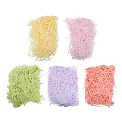 Ipetboom Raffia Paper Shred Filler for Candy Boxes 50g Pack, DIY Crinkle Cut Box Filling Material in Pastel Colors for Easter Party Decoration and Wrapping