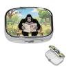 Square Round Pill Case Gorilla Reading Newspaper Pill Box Daily 2 Compartment Travel Pill Container for Pocket Purse Portable Medicine Cod Liver Oil Storage Box 2 Times a Day Pill Organizer view 2