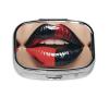 Square Round Pill Case Red and Black Lips Pill Box Daily 2 Compartment Travel Pill Container for Pocket Purse Portable Medicine Cod Liver Oil Storage Box 2 Times a Day Pill Organizer view 1