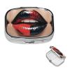 Square Round Pill Case Red and Black Lips Pill Box Daily 2 Compartment Travel Pill Container for Pocket Purse Portable Medicine Cod Liver Oil Storage Box 2 Times a Day Pill Organizer view 2