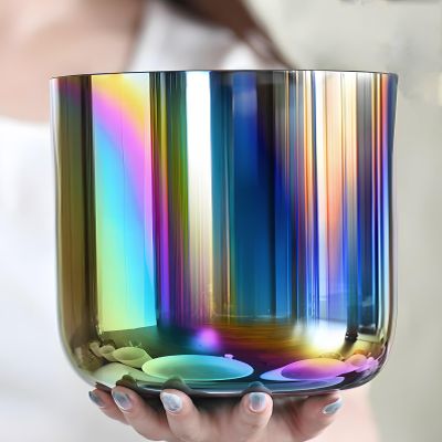JHNKOJ Colorful Alchemy Sound Bowl,432 Hz/440 Hz Coloured Natural Cosmic Light Singing Bowl for Yoga Meditation & Sound Healing,E Note-6In 440Hz+Bag