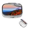 Square Round Pill Case Blue Ridge Mountains Pill Box Daily 2 Compartment Travel Pill Container for Pocket Purse Portable Medicine Cod Liver Oil Storage Box 2 Times a Day Pill Organizer view 2