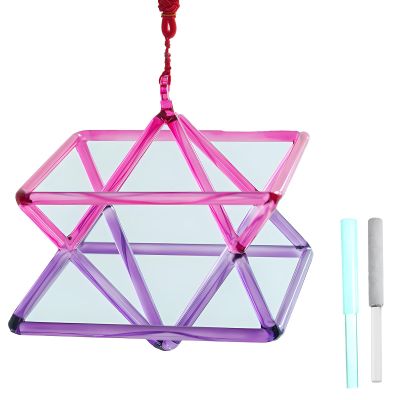 JHNKOJ Quartz Crystal Singing Pyramid Pink-Purple Bicolor, Perfect Chakra Healing Musical Instrument, Sound Therapy Meditation Yoga Gift,6 Inch