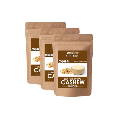 Blessfull Healing Organic Cashew Powder 100% Pure Natural 100 Gram (3.52 oz) Each (Pack of 3) = 300 Grams, Vegan