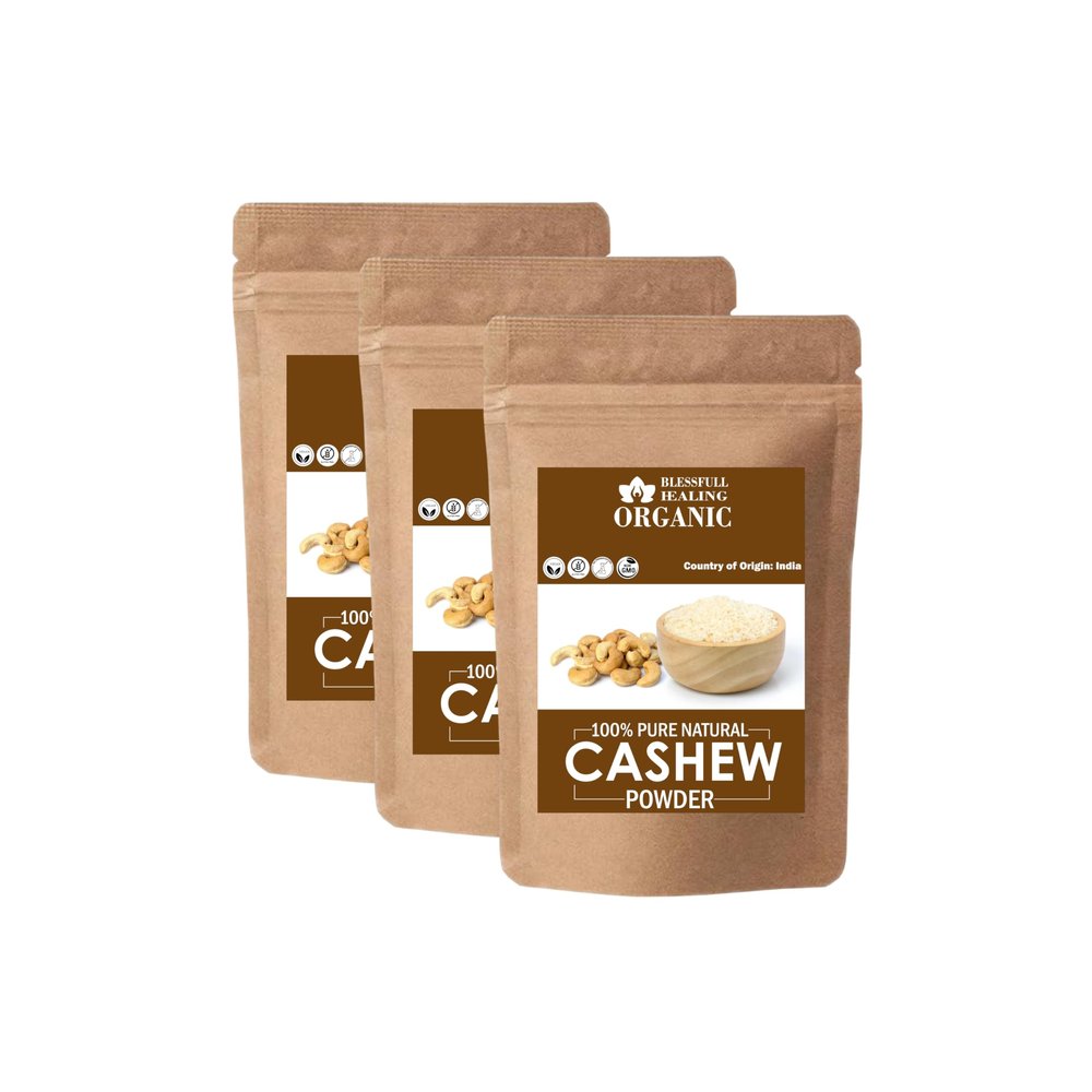 Blessfull Healing Organic Cashew Powder 100% Pure Natural 100 Gram (3.52 oz) Each (Pack of 3) = 300 Grams, Vegan