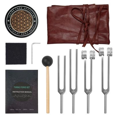 Tuning Forks Healing Set, Weighted & Unweighted YIDDA1 Sound Tuning Forks 128HZ 136.1HZ 256HZ 384HZ,Chakra Sound Therapy Tools for Yoga Meditation Relaxation, Ideal Gift for Mother's Day