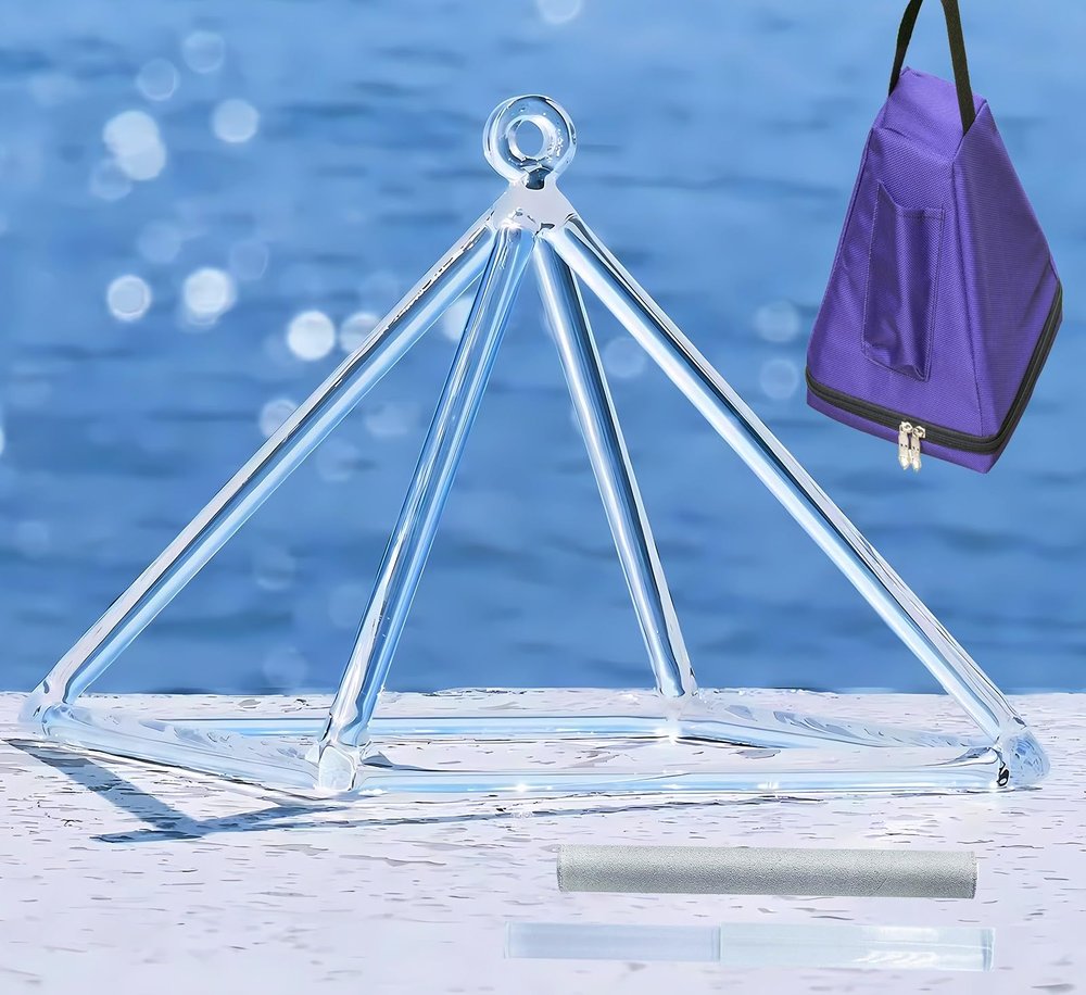 JHNKOJ Quartz Crystal Singing Pyramid 6-12 Inch, Sound Healing Meditation Healing Musical Instrument Prayer and Stress Reduction,6In+Bag
