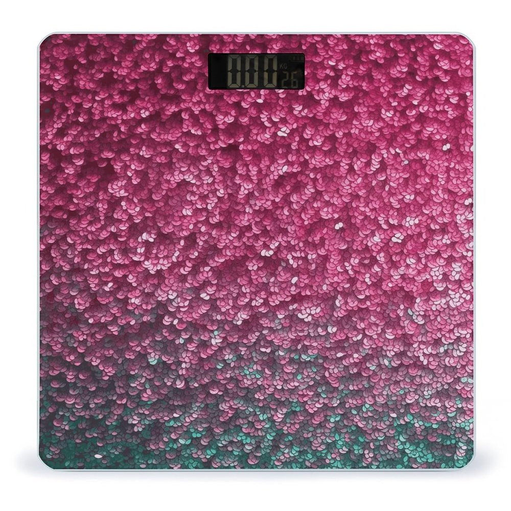 3D Pink Glitter Weight Scale,Clear LED Display Bathroom Digital Weighing Scale,Tempered Glass Digital Bathroom Scale for Body Weight Capacity Up to 400 Lbs
