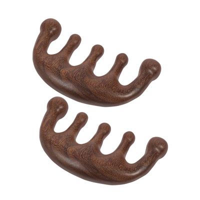 CLISPEED Wooden Scalp Massage Comb 2pcs Set Sandalwood Hair Scalp Massager with Wide Smooth Teeth Portable Head Massage Tool for Daily Relaxation