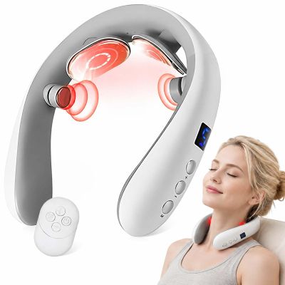 Xpudding Neck Massager with Heat, Electric Pulse Neck Massager for Pain Relief, Wireless Neckology Intelligent Massager for Women
