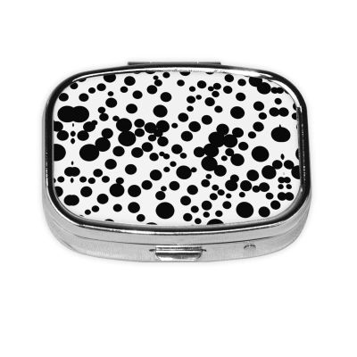 Square Round Pill Case Black & White Big Dot Pill Box Daily 2 Compartment Travel Pill Container for Pocket Purse Portable Medicine Cod Liver Oil Storage Box 2 Times a Day Pill Organizer