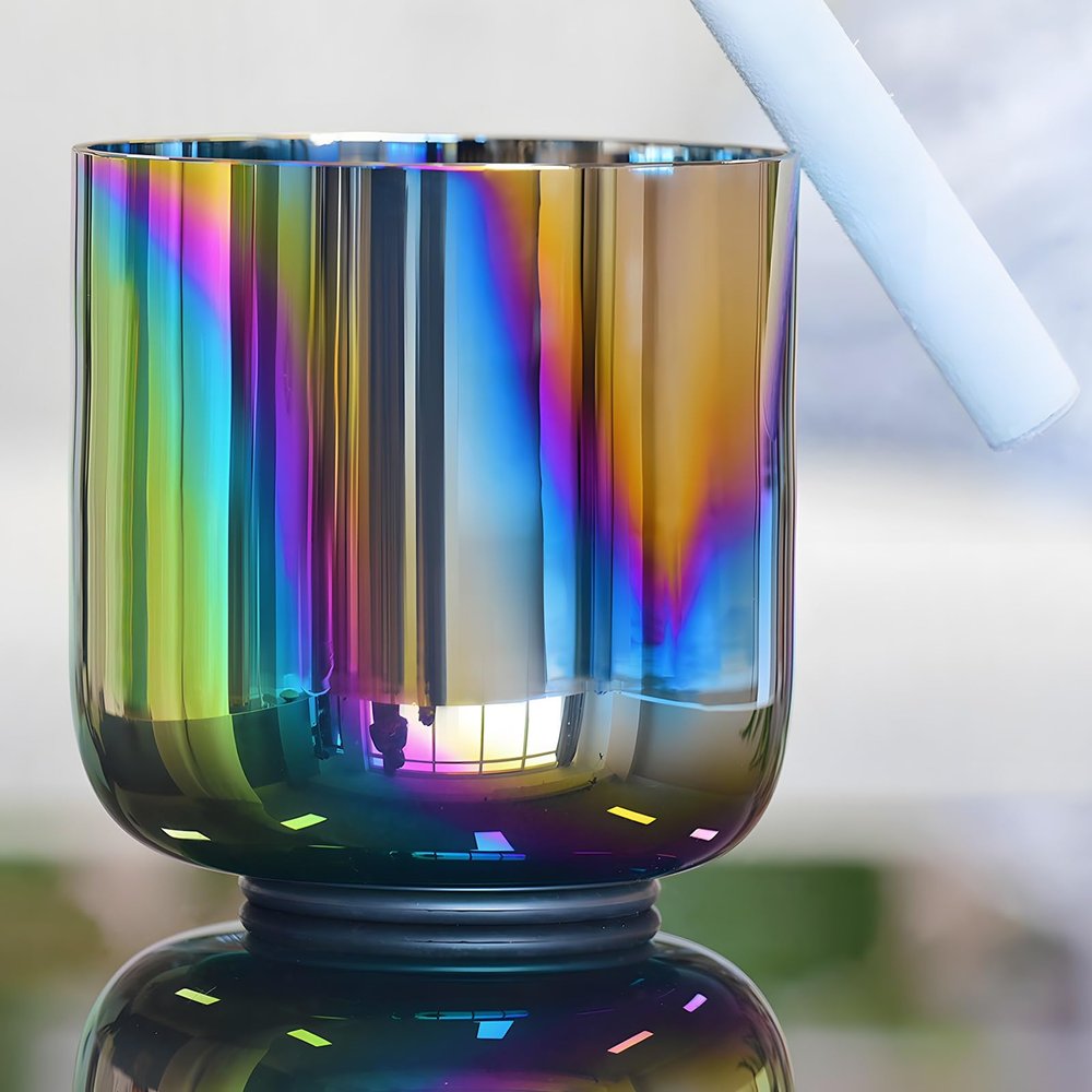 JHNKOJ Coloured Natural Cosmic Light Singing Bowl, 432/440 Hz Cosmic Light Alchemy Bowl for Yoga Meditation & Sound Healing,D Note-6In 440Hz