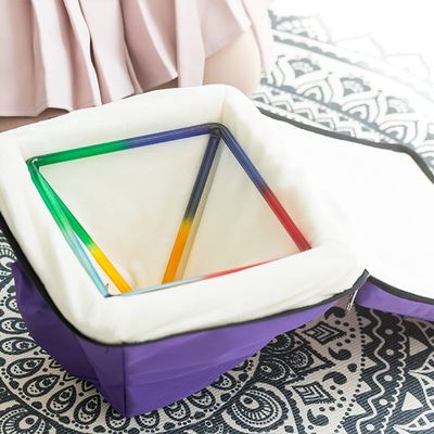 JHNKOJ Quartz Crystal Singing Pyramids, Sound Healing Musical Instrument, with Crystal Striker and Carry Bag, for Sound Healing Meditation,10 Inch
