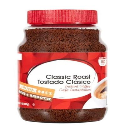 Classic Medium Roast Instant Coffee 12 oz Jar, Smooth & Balanced Flavor, Makes Up to 180 Cups