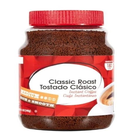 Classic Medium Roast Instant Coffee 12 oz Jar, Smooth & Balanced Flavor, Makes Up to 180 Cups