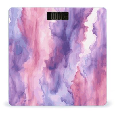Abstract Watercolor Purple Bathroom Scale for Body Weight 400 Lb Weight Scale with High Precision Sensors Tempered Glass Highly Accurate Digital Weighing Machine for People