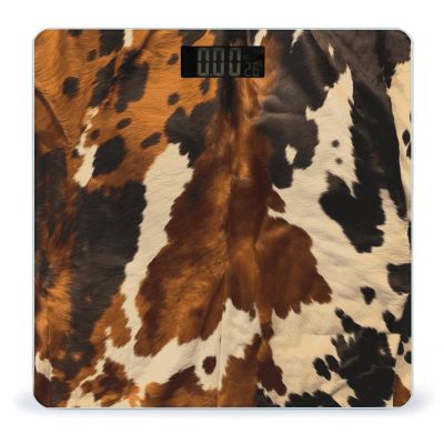 Abstract Cow Skin Bathroom Scale for Body Weight 400 Lb Weight Scale with High Precision Sensors Tempered Glass Highly Accurate Digital Weighing Machine for People