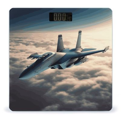 Aircraft Fighter Jets Bathroom Scale for Body Weight 400 Lb Weight Scale with High Precision Sensors Tempered Glass Highly Accurate Digital Weighing Machine for People