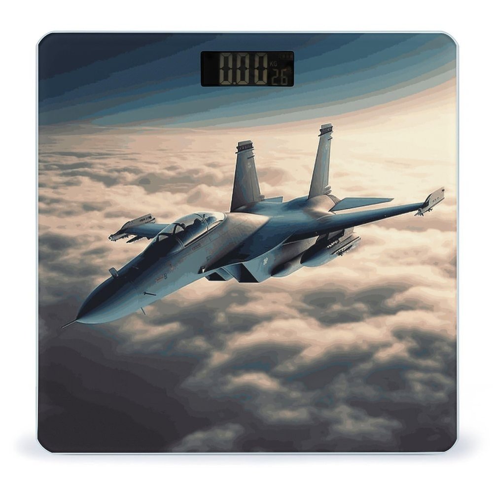 Aircraft Fighter Jets Bathroom Scale for Body Weight 400 Lb Weight Scale with High Precision Sensors Tempered Glass Highly Accurate Digital Weighing Machine for People